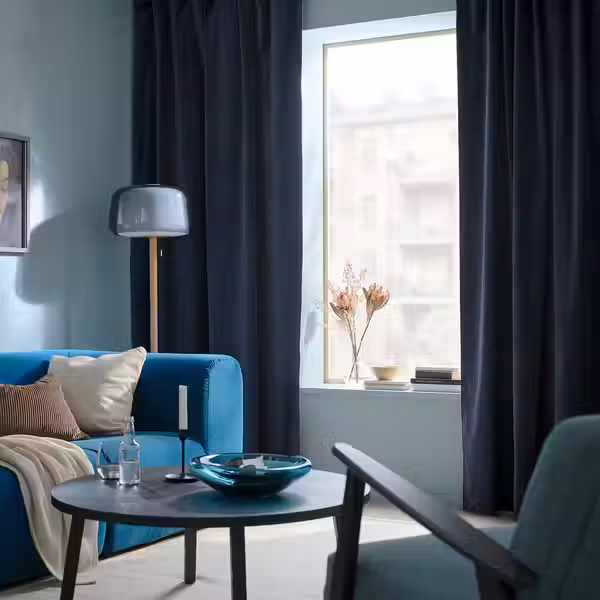 SANELA Гардины, 2 шт. - темно-синий/с лентой 140x300 см - фото 2