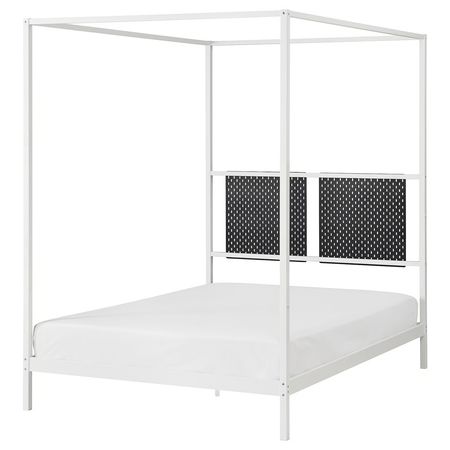 VITARNA Каркас кровати с 4-х стойками - белый/Skådis чёрный 140x200 см