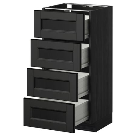 Напольный шкаф 4 фронтальных панели/4 ящика МЕТОД / ФОРВАРА, черный, Лаксарби черно-коричневый