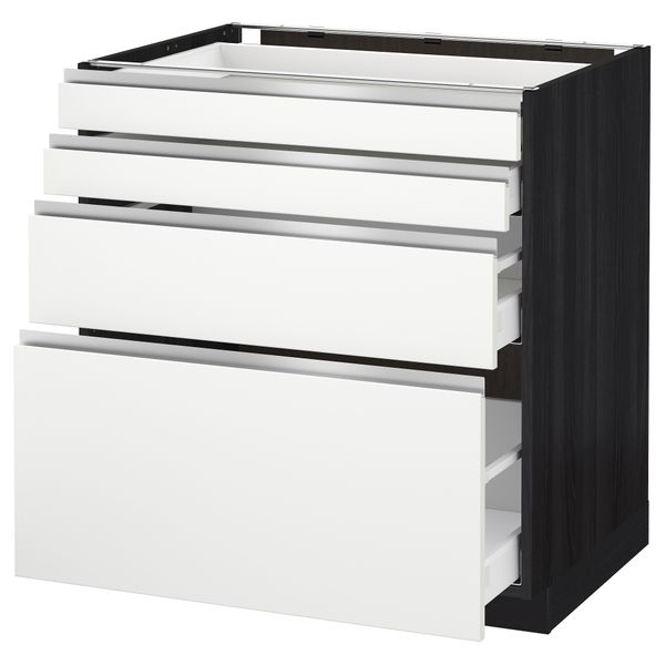 Напольный шкаф 4 фронтальных панели, 4 ящика МЕТОД / МАКСИМЕРА, черный, Нодста белый - схема-чертеж с размерами