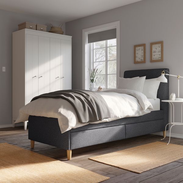 Кровать с отделением для хранения, Gunnared темно-серый, 90x200 см IKEA IDANÄS ИДАНЭС 104.596.20 - фото 4