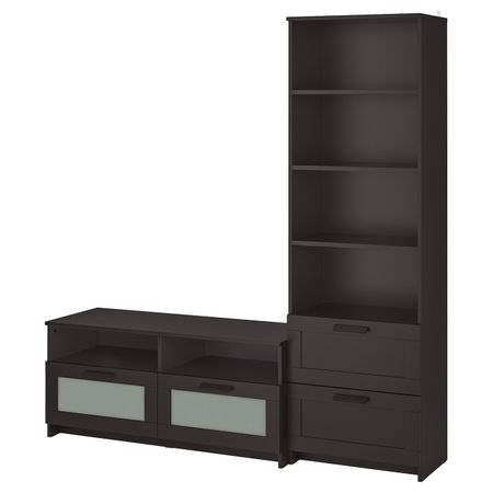 Шкаф для ТВ, комбинация, черный 180x41x190 см IKEA BRIMNES БРИМНЭС 792.397.58