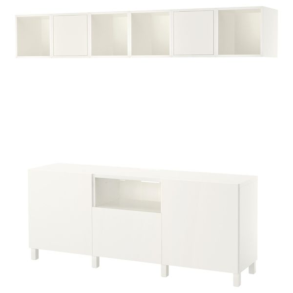 Комбинация для ТВ, белый 210x40x220 см IKEA BESTÅ БЕСТО / EKET ЭКЕТ 692.211.60 - фото 1