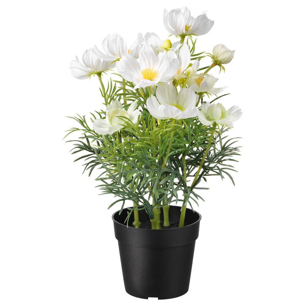 Искусственное растение в горшке ФЕЙКА, д/дома/улицы, космея белый (9 см) - фото 1