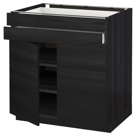 Напольный шкаф, 2 дверцы, 2 ящика МЕТОД / МАКСИМЕРА, черный, Тингсрид черный