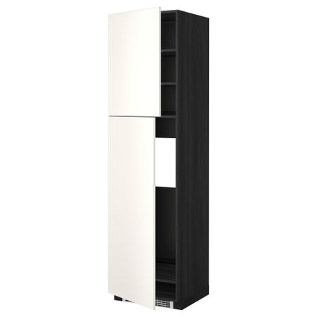 Высокий шкаф для холодильника, 2 дверцы МЕТОД, черный, Веддинге белый