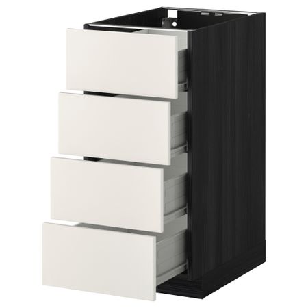 Напольный шкаф 4 фронтальных панели, 4 ящика МЕТОД / ФОРВАРА, черный, Веддинге белый