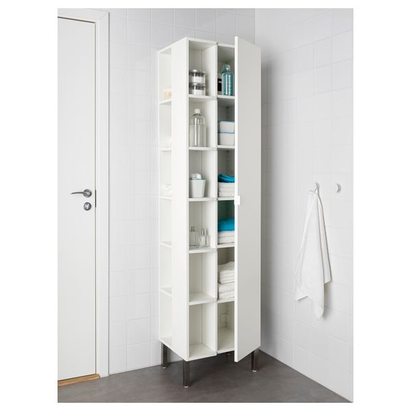 Высокий шкаф 1 дверца, 2 торцевой секции ЛИЛЛОНГЕН, белый - схема-чертеж с размерами