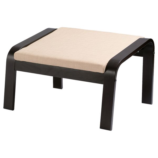 Табурет для ног, черно-коричневый/Шифтебу бежевый IKEA POÄNG ПОЭНГ 793.028.15 - фото 1