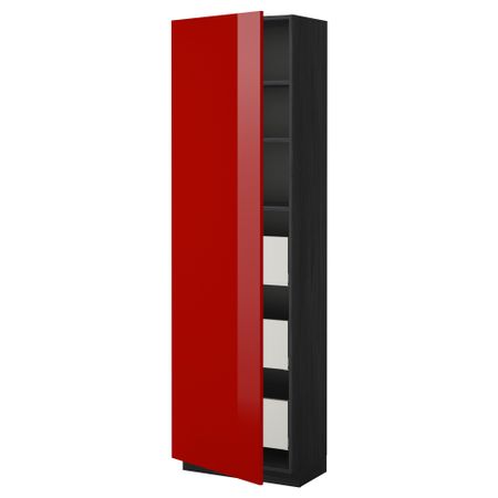 Высокий шкаф с ящиками МЕТОД / МАКСИМЕРА, черный, Рингульт красный