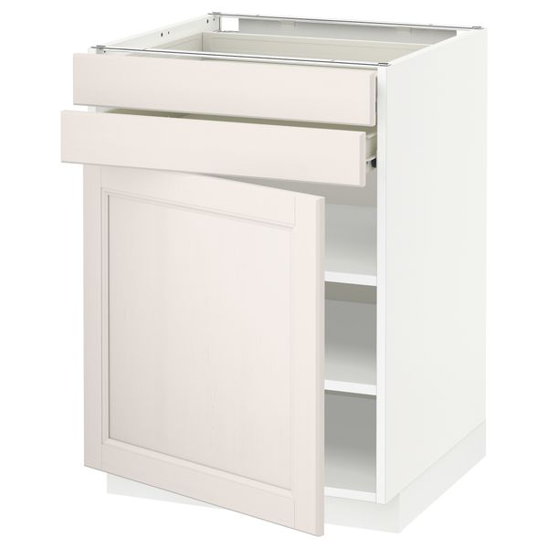 Напольный шкаф с дверцей, 2 ящиками МЕТОД / ФОРВАРА, белый, Лаксарби белый - схема-чертеж с размерами