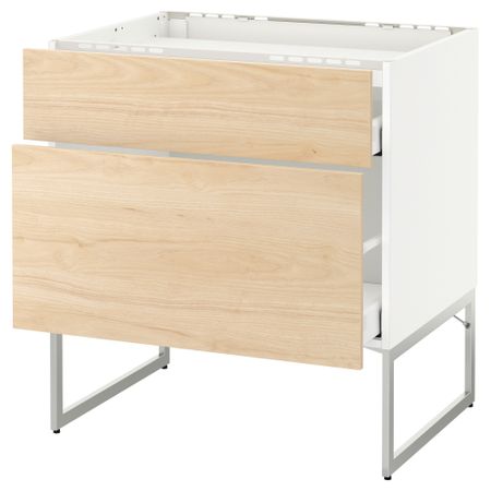 Напольный шкаф, 2 фронтальных панели, 3 ящика МЕТОД / МАКСИМЕРА, белый, Аскерсунд под светлый ясень ясень
