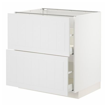 Напольный шкаф 2 фасада, 2 высоких ящика, белый/Стенсунд белый 80x60 см IKEA METOD МЕТОД / MAXIMERA МАКСИМЕРА 294.096.87