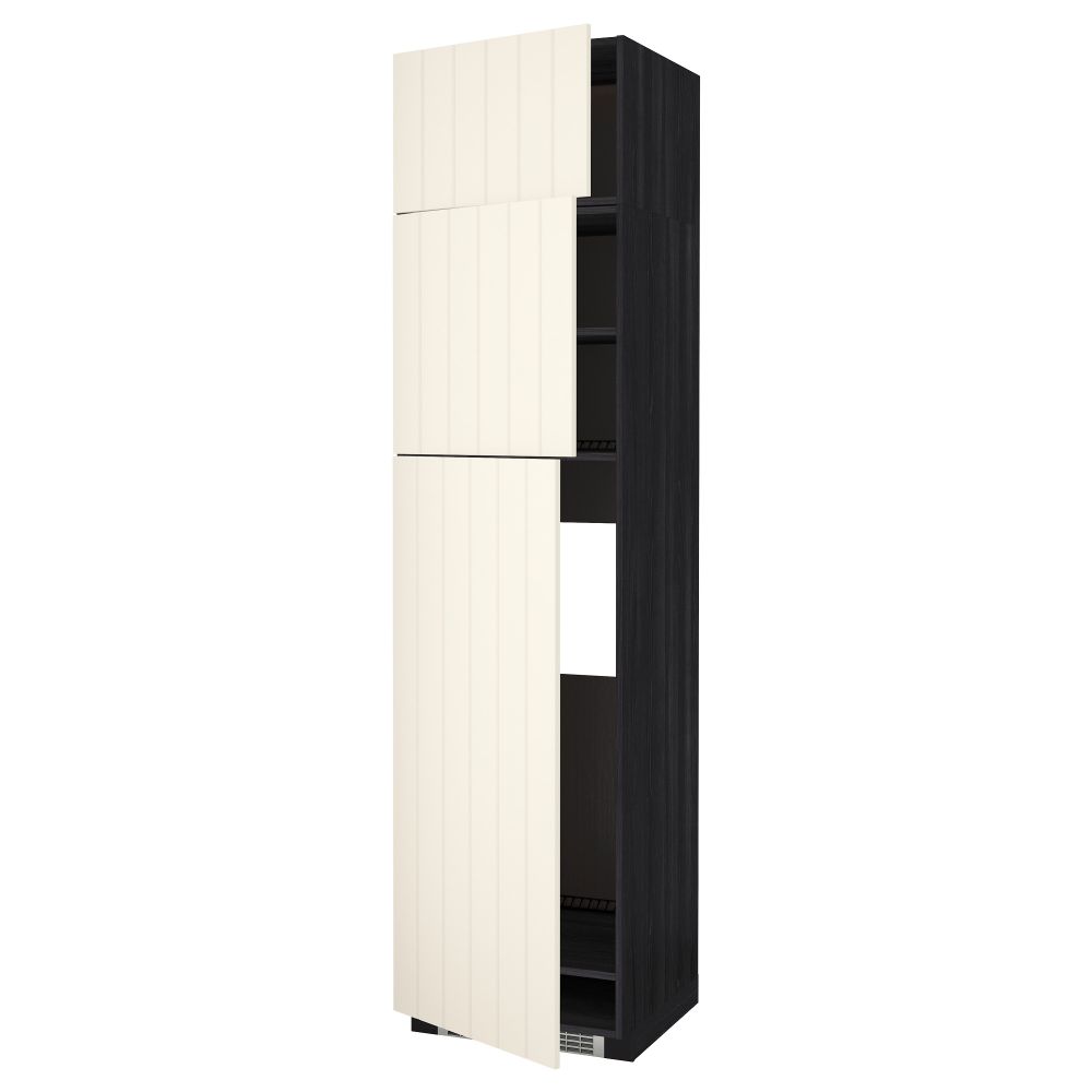 Высокий шкаф для холодильника, 3 дверцы МЕТОД, черный, Хитарп белый с оттенком (60x60x240 см) - схема-чертеж с размерами