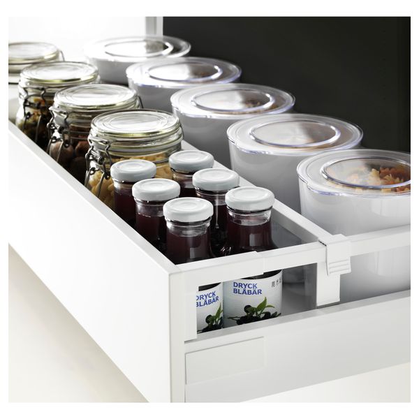 Высокий шкаф с ящиками, 2 дверцы МЕТОД / МАКСИМЕРА, белый, Будбин серый (80x37x200 см) - фото 3