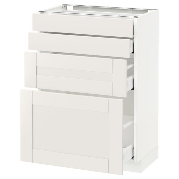 Напольный шкаф 4 фронтальных панели, 4 ящика МЕТОД / МАКСИМЕРА, белый, Сэведаль белый - схема-чертеж с размерами