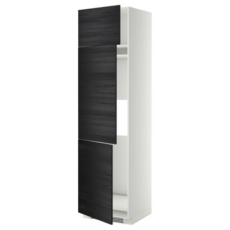 Высокий шкаф для холодильника или морозильника, с 3 дверями, белый, Тингсрид черный 60x60x220 см IKEA МЕТОД 692.330.40