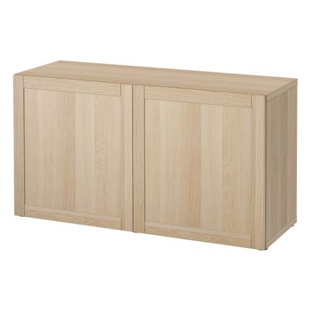 Стеллаж с дверьми БЕСТО, Ханвикен под беленый дуб (120x40x64 см)