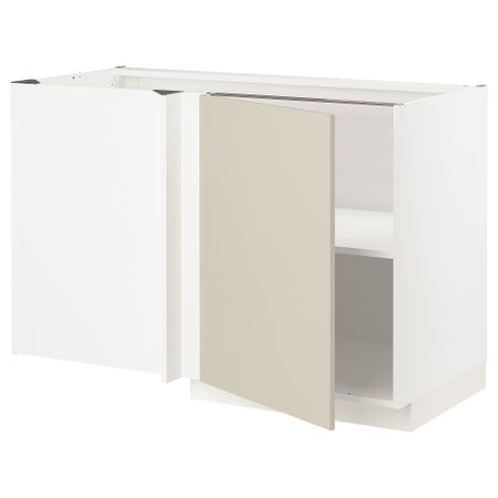Угловой напольный шкаф с полкой, белый, Havstorp бежевый, 128x68 см IKEA METOD МЕТОД 494.655.59