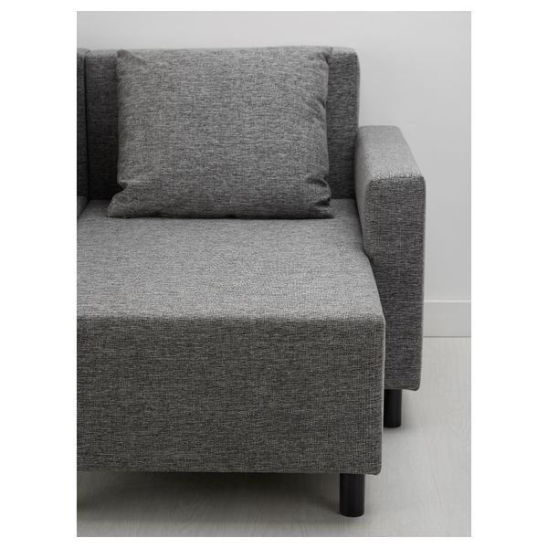 Диван-кровать с козеткой ЛУГНВИК, Сандсбру серый/черный - схема-чертеж с размерами