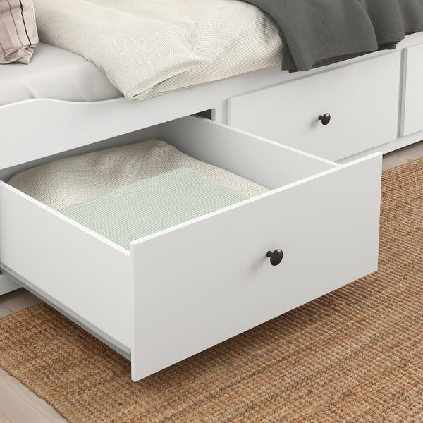 Кушетка с 2 матрасами/3ящиками, белый/Хусвика жесткий 80x200 см IKEA HEMNES ХЕМНЭС 291.861.25 - фото 5