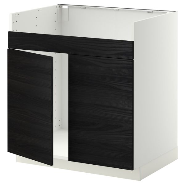 Напольный шкаф для двойной мойки ХАВСЕН, белый, Тингсрид черный 80x60 см IKEA МЕТОД 992.802.85 - схема-чертеж с размерами