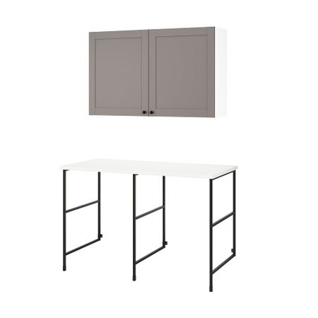 Комбинация для хранения, антрацит, серый каркас, 139x63.5x90.5 см IKEA BEGIVENHET БЕГИВЕНХЕТ 394.774.78