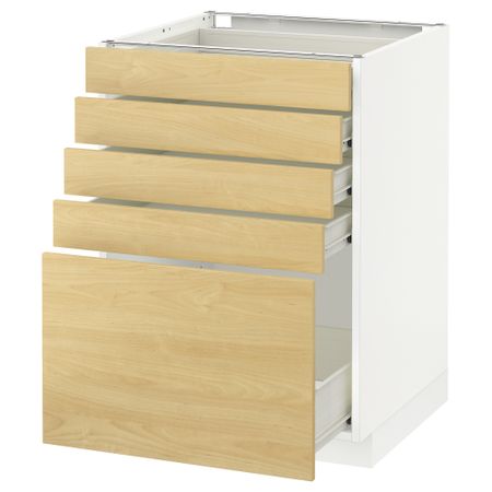 Напольный шкаф с 5 ящиками МЕТОД / ФОРВАРА, белый, Тингсрид береза