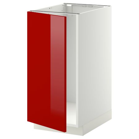 Напольный шкаф для мойки, мусорных контейнер МЕТОД, белый, Рингульт красный (40x60 см)