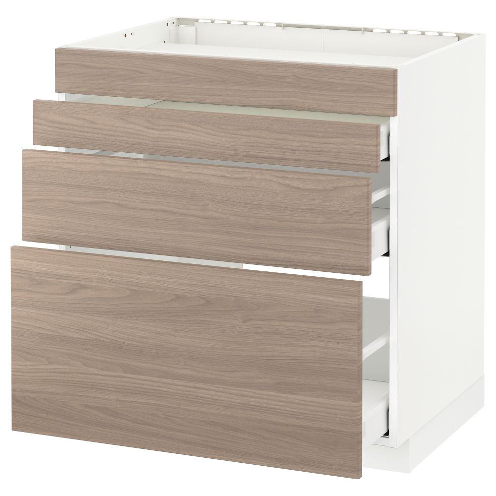 Напольный шкаф для духовки, 4фасада, 3 ящика МЕТОД / МАКСИМЕРА, белый, Брокхульт светло-серый - схема-чертеж с размерами