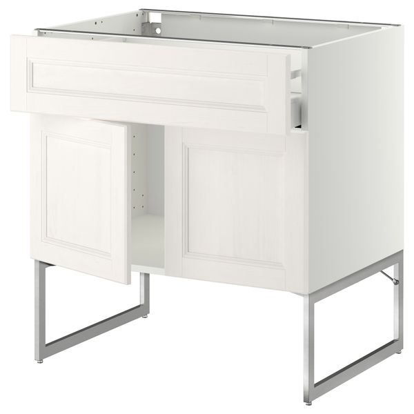 Напольный шкаф, полки, ящик, 2 двери МЕТОД / МАКСИМЕРА, белый, Лаксарби белый - схема-чертеж с размерами