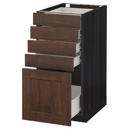 Напольный шкаф с 5 ящиками МЕТОД / ФОРВАРА, черный, Эдсерум коричневый