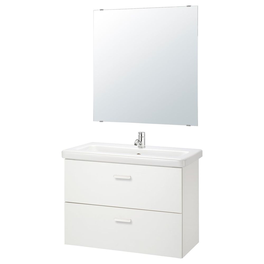Комплект мебели для ванной, 6 предм., белый/ПИЛКОН смеситель 84x43x65 см IKEA FISKÅN ФИСКОН / TVÄLLEN ТВЭЛЛЕН 994.308.93 - фото 1