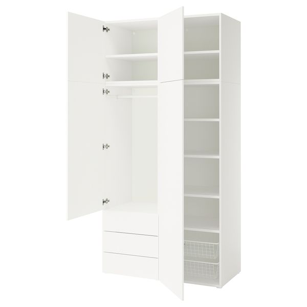 Гардероб, 4 двери + 3 ящика, белый, Fonnes белый, 120x57x241 см IKEA PLATSA ПЛАТСАA ПЛАТСА 195.858.79 - схема-чертеж с размерами