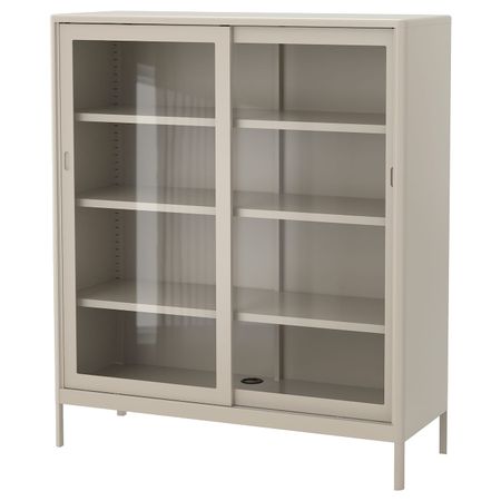 Шкаф + раздвижные стеклянные дверцы, бежевый 120x140 см IKEA IDÅSEN ИДОСЕН 503.609.57