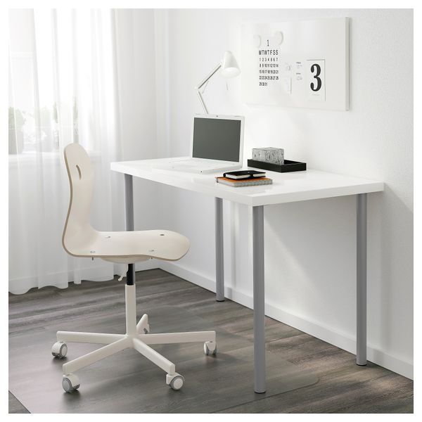 Стол ЛИННМОН / АДИЛЬС, глянцевый белый, серебристый (120x60 см) - схема-чертеж с размерами