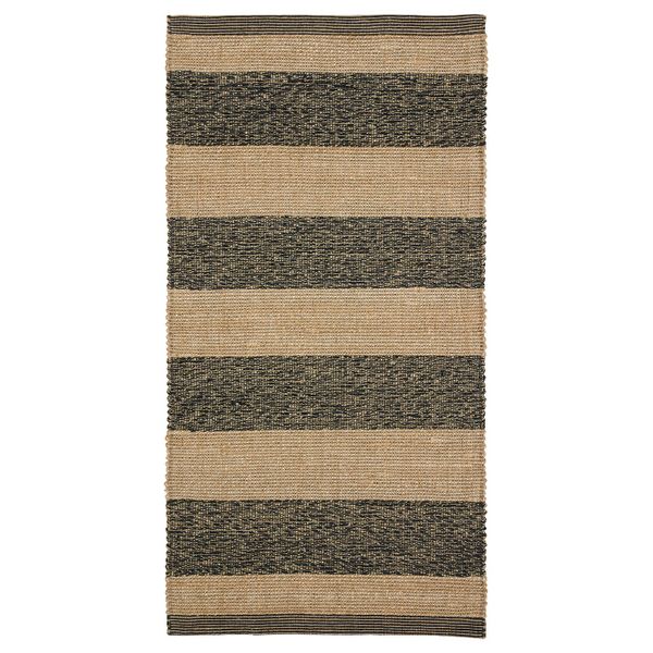 Ковер безворсовый, черный-бежевый 80x150 см IKEA UGILT УГИЛЬТ 104.187.76 - фото 1