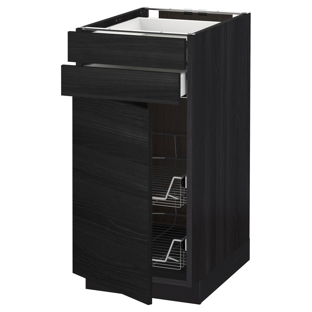 Напольный шкаф, дверца, 2 ящика, проволочных корзин МЕТОД / МАКСИМЕРА, черный, Тингсрид черный - схема-чертеж с размерами