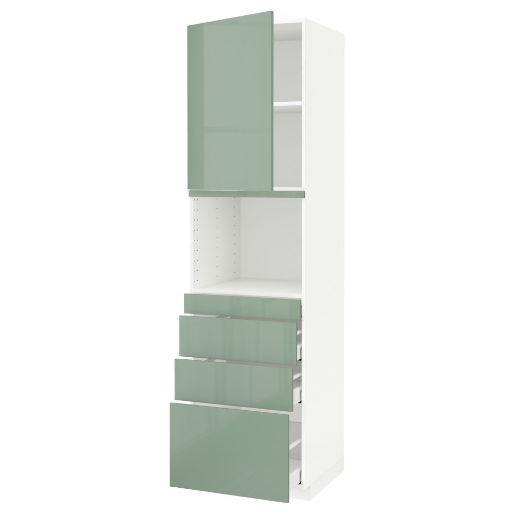 Высокий шкаф для СВЧ/дверца/4ящика МЕТОД / МАКСИМЕРА, белый, Калларп светло-зеленый - схема-чертеж с размерами