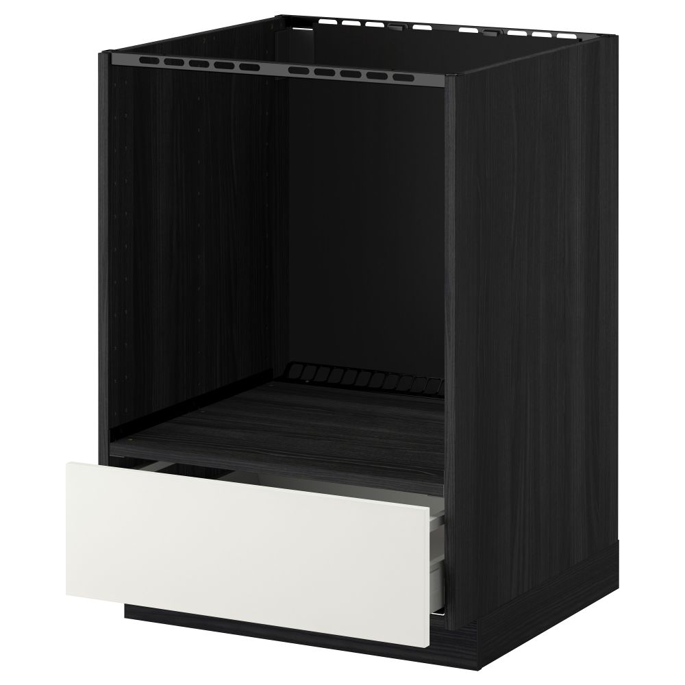Напольный шкаф для духовки, с ящиком МЕТОД / МАКСИМЕРА, черный, Хэггеби белый (60x60 см) - схема-чертеж с размерами