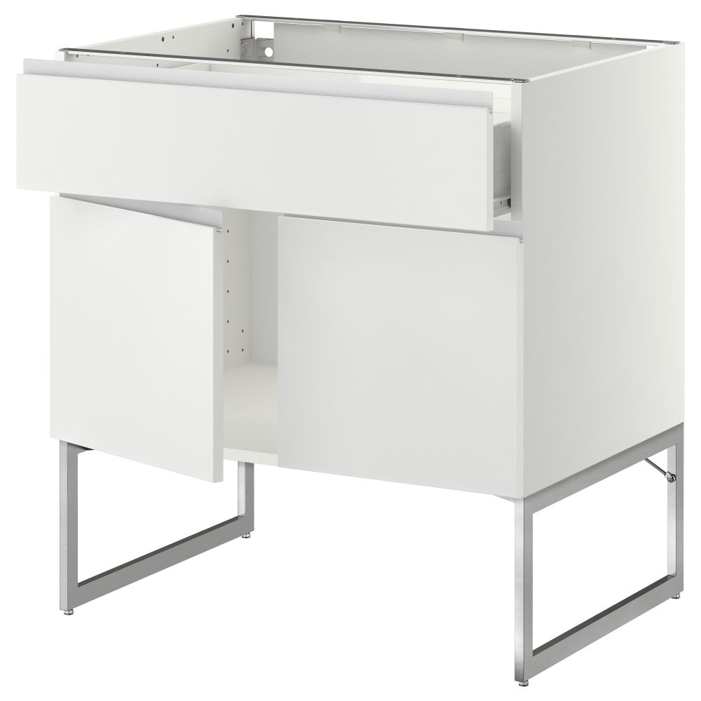 Напольный шкаф, полки, ящик, 2 двери МЕТОД / ФОРВАРА, белый, Нодста белый - схема-чертеж с размерами