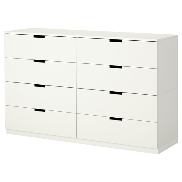 Комод с 8 ящиками НОРДЛИ, белый (160x97 см) - фото 1