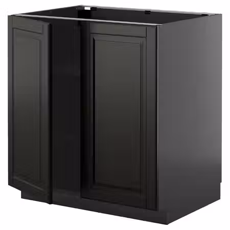 METOD Напольный шкаф с полками/2дверцами - черно-серый/Bodbyn чёрный 80x60 см