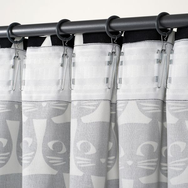 Гардины, 2 шт., белый черный/кот 145x300 см IKEA MATTRAM МАТТРАМ 305.397.01 - фото 2