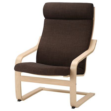 Кресло, дубовый шпон, беленый/Шифтебу коричневый IKEA POÄNG ПОЭНГ 793.983.18