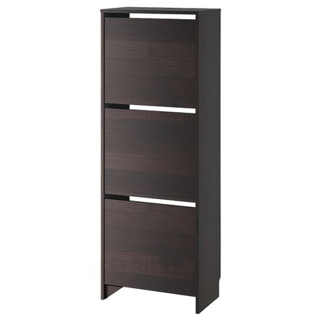 Галошница, 3 отделения, черный/коричневый 49x28x135 см IKEA BISSA БИССА 003.251.22