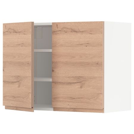 Навесной шкаф с полками/2дверцы, белый/Воксторп под дуб 80x60 см IKEA METOD МЕТОД 294.141.94