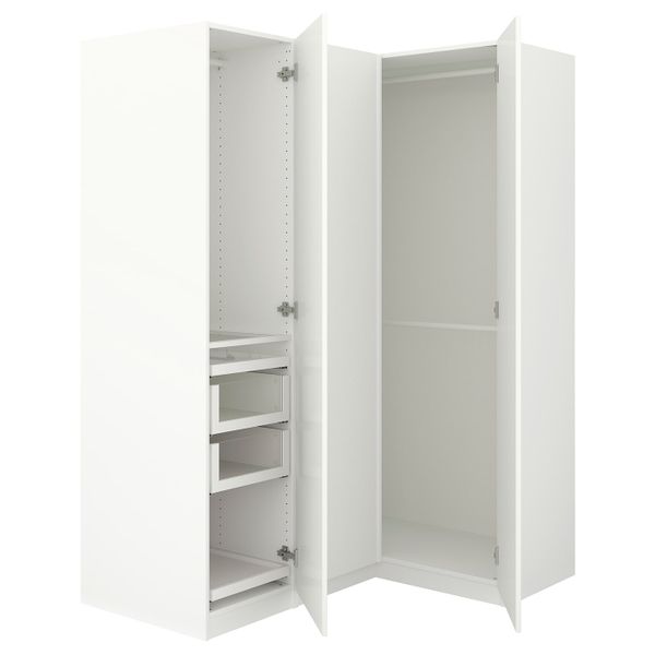 Гардероб угловой, белый, Фардаль глянцевый, белый 160/111x201 см IKEA ПАКС 992.179.63 - фото 1