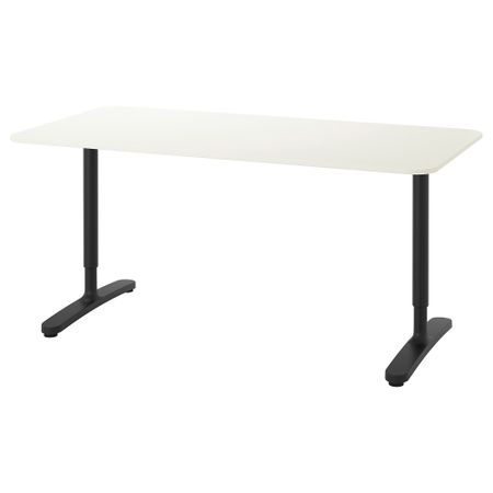 Письменный стол, 160x80 см, белый, черный IKEA BEKANT БЕКАНТ 790.228.10