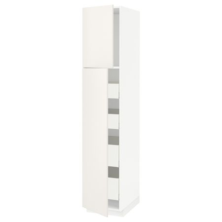 Высокий шкаф/2дверцы/4ящика, белый/Веддинге белый 40x60x200 см IKEA METOD МЕТОД / MAXIMERA МАКСИМЕРА 494.449.63
